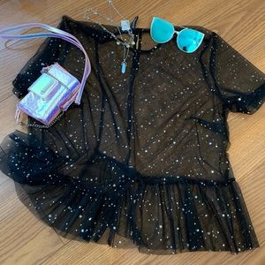 Black sheer tulle top